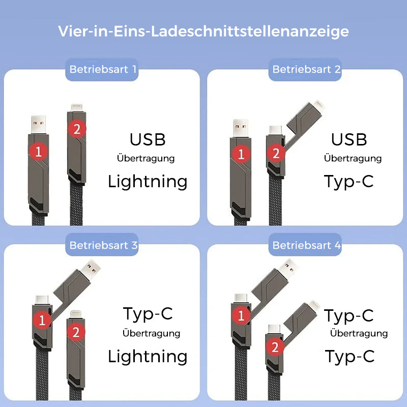 4-in-1 geflochtenes Anti-Verwicklungs-Ladekabel🔥KAUFEN SIE 2/3/5, ERHALTEN SIE 5/10/15 % RABATT