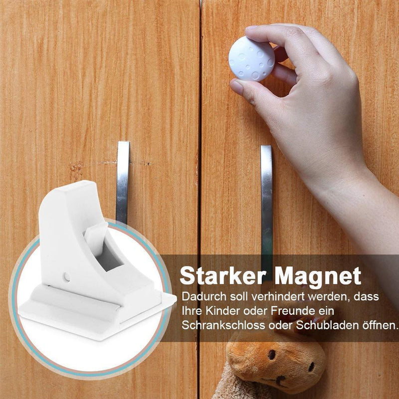 Bequee Magnetische unsichtbare Schrank-und Schubladensicherung, Weiß, 4 Stücke